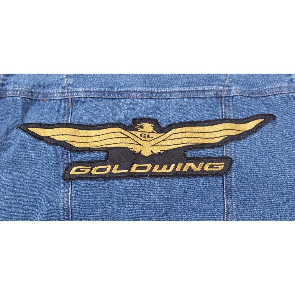 Bill Blass Denim Vest Mens XL Blue Goldwing Patch Vintage 80s Biker Motorcycle - Picture 5 of 6